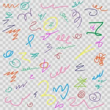Abstract background of multicolored curved lines and scribbles Illustrazione stock