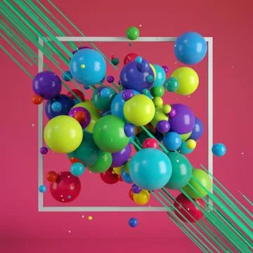 Abstract background, Multicolored decorative balls. 3d rendering 스톡 일러스트