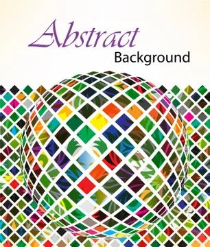 Abstract background. Multicolored mosaic sphere with floral elements. Stock Illustration