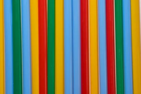 Abstract Background Multicolored Plastic Drinks Tubes. Close-up. Stock Photos