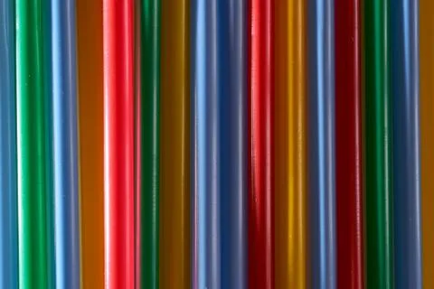 Abstract Background Multicolored Plastic Drinks Tubes. Close-up. Stock Photos