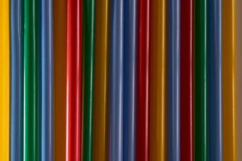 Abstract Background Multicolored Plastic Drinks Tubes. Close-up. Stock Photos