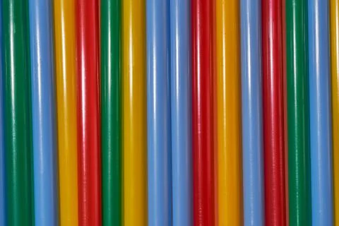 Abstract Background Multicolored Plastic Drinks Tubes. Close-up. Stock Photos