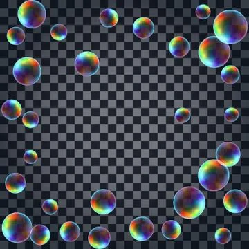 Abstract background with the multicolored realistic soap bubbles Stock Illustration