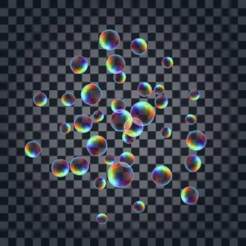 Abstract background with the multicolored realistic soap bubbles Stock Illustration