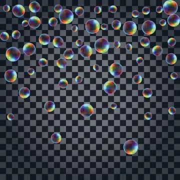 Abstract background with the multicolored realistic soap bubbles Stock Illustration