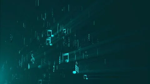 Abstract background with music notes. 3d render digital backdrop Stock Illustration