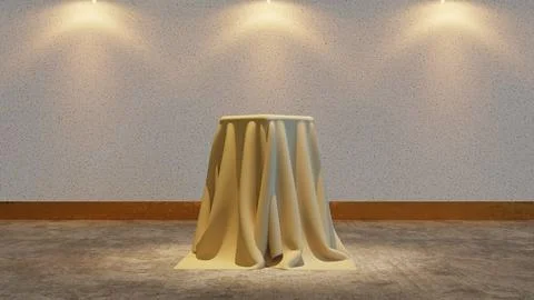Abstract background mystery object podium cover with fabric texture materia.. Stock Illustration