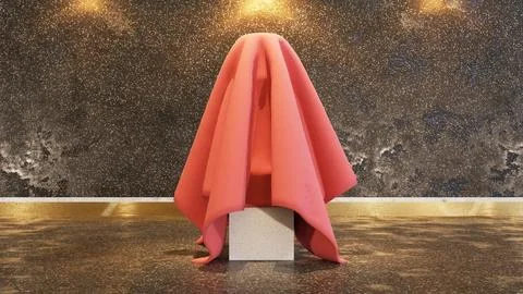 Abstract background mystery object podium cover with fabric texture materia.. Stock Illustration