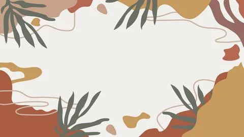 Abstract Background Nature-Inspired Frame With Earthy Tones and Botanical Stock Illustration