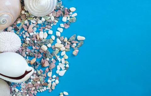 Abstract background with nautical elements on blue..Design template. Corner f Stock Photos