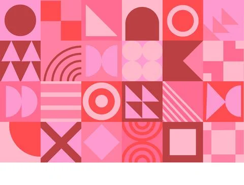 Abstract background in neo geo style in pink and red palette Stock Illustration