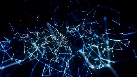 Abstract background of neon blue moving lines connected to form a plexus. Stock Footage 277925707