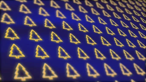 Abstract background of neon Christmas tree outlines. Holiday attribute Stock Footage 166417424