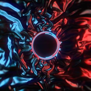 An abstract background with a neon circle in the center. 3D render Stock Illustration