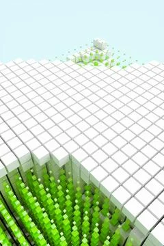 Abstract background from neon cyber cubes. Artificial intelligence pixels abs Stock Illustration