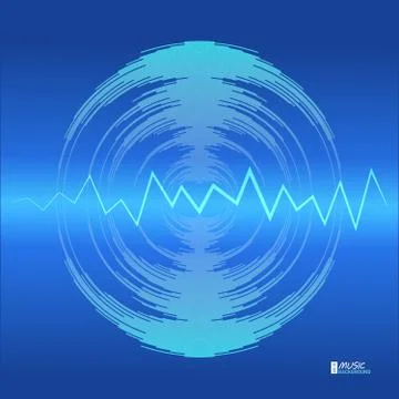 Abstract background with neon dynamic wave on blue Stock Illustration