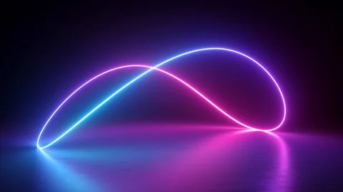 Abstract background, neon glowing infinity sign, rotating, spinning inside bo Stock Footage 99345897