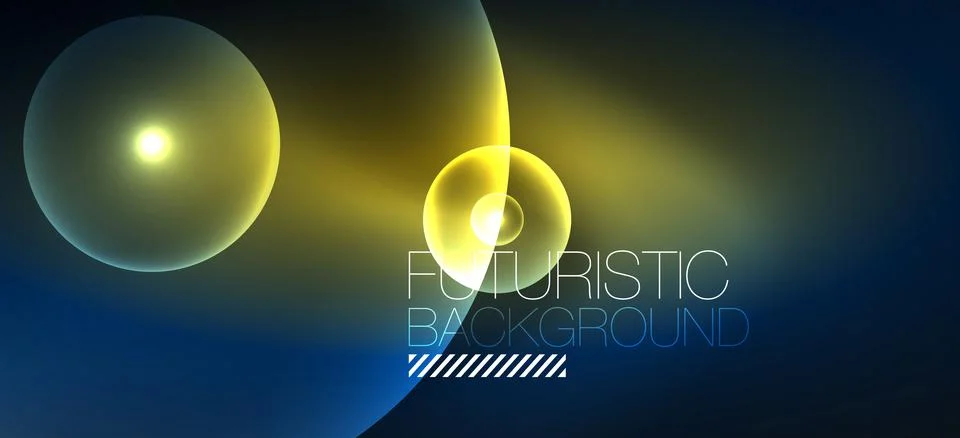 Abstract background with neon glowing light effects. Round shapes, triangles and Stock Illustration