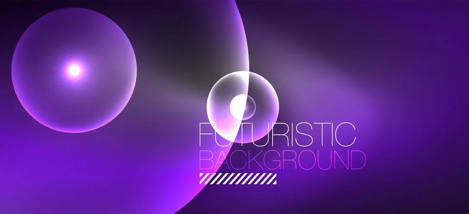 Abstract background with neon glowing light effects. Round shapes, triangles and Stock Illustration