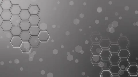 Abstract background with neon hexagon grids glowing bokeh hex shapes animatio Stock Footage 335114269