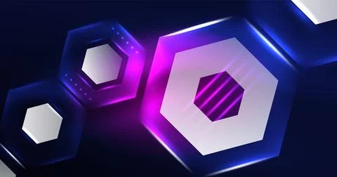 Abstract background neon hexagon vector illustration Illustrazione stock