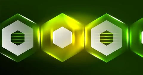 Abstract background neon hexagon vector illustration Stock Illustration