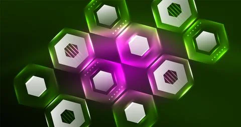 Abstract background neon hexagon vector illustration Stock Illustration