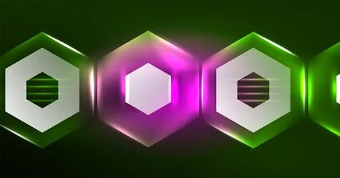 Abstract background neon hexagon vector illustration Stock Illustration
