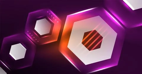 Abstract background neon hexagon vector illustration Stock Illustration