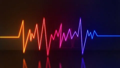 Abstract background, neon light lines, heart rhythm pattern and frequency.,.. Stock Photos