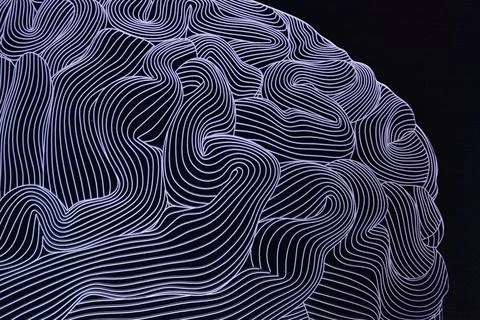 Abstract background with a neon-lit brain texture Stock Illustration