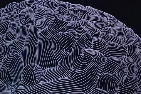 Abstract background with a neon-lit brain texture Stock Illustration