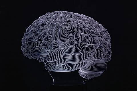 Abstract background with a neon-lit brain texture Stock Illustration