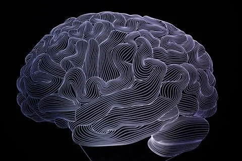 Abstract background with a neon-lit brain texture Stock Illustration