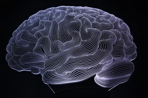 Abstract background with a neon-lit brain texture Stock Illustration