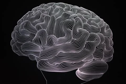 Abstract background with a neon-lit brain texture Stock Illustration