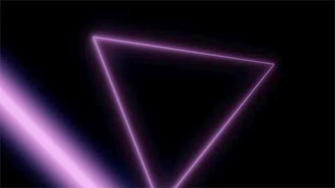 Abstract background with neon triangles. 3d animation of concentric simple 스톡 일러스트