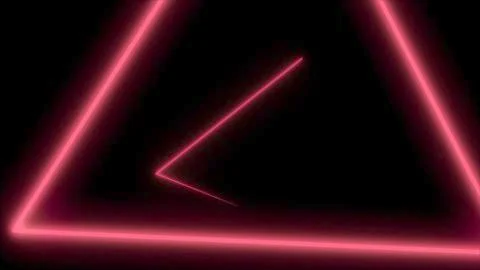 Abstract background with neon triangles. 3d animation of concentric simple 스톡 일러스트