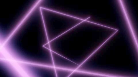 Abstract background with neon triangles. 3d animation of concentric simple 스톡 일러스트