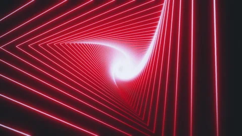 Abstract background with neon triangles tunnel. Abstract triangle glowing VJ Stock Footage 142716539