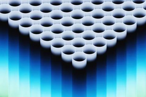 Abstract background of neon tubes glowing in green and blue. 3D rendering ill Stock Illustration