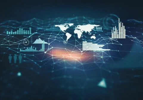 Abstract background with network technologies. Illustrazione stock