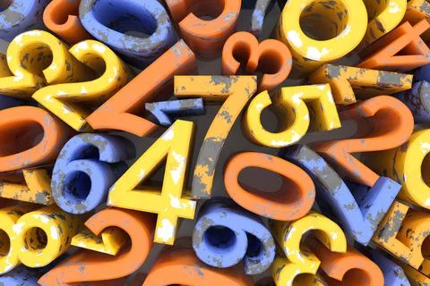 Abstract background of numbers. 3D rendering. Stock Illustration