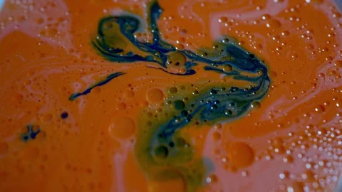 Abstract background oily paint liquid blue orange color Stock Footage 282300472