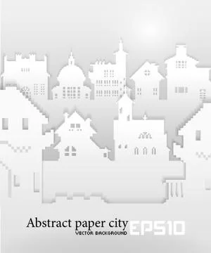 Abstract background with old building 3D Paper Ilustración de archivo