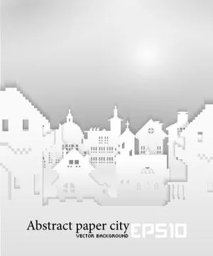 Abstract background with old building 3D Paper Ilustración de archivo
