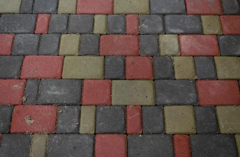 Abstract background of old cobblestone pavement close-up. Foto stock