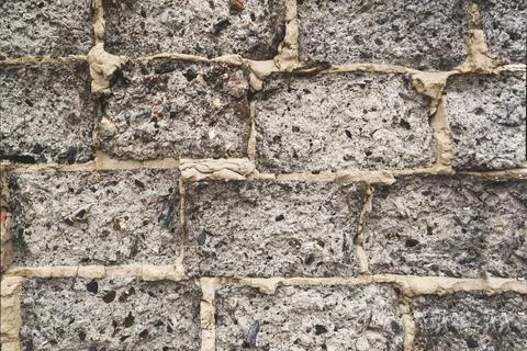 Abstract background old white brick wall with cracks and scratches. Landscape Stock Photos