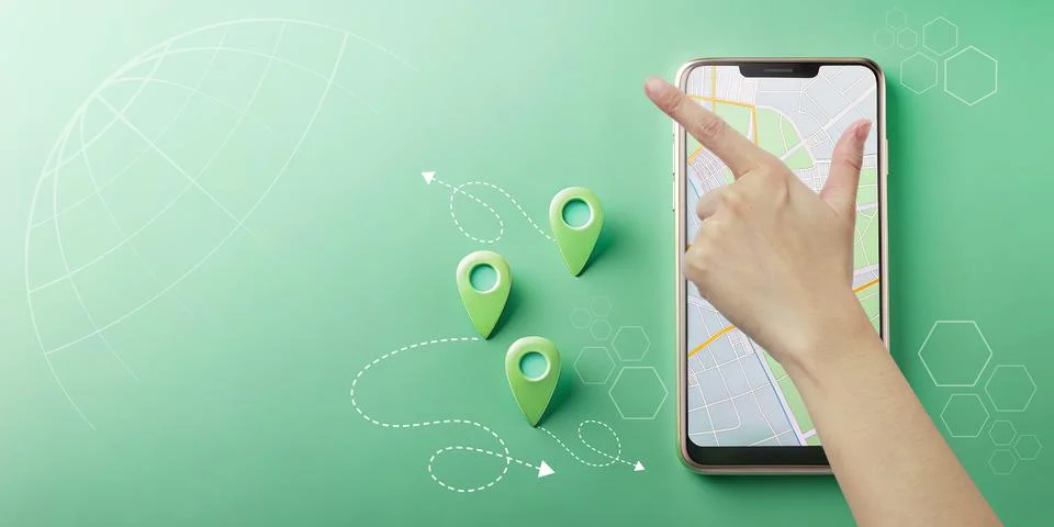 Abstract Background. Online map concept with convenient route selection Stock Illustration